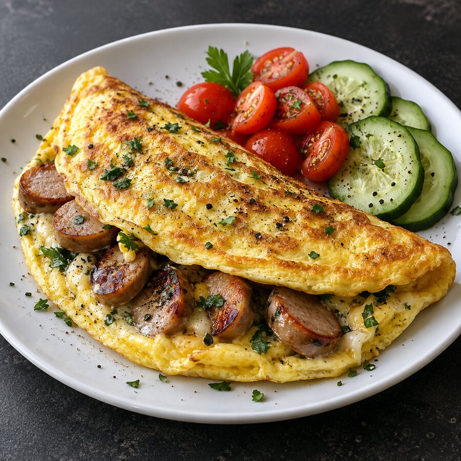 Omelette with sausage