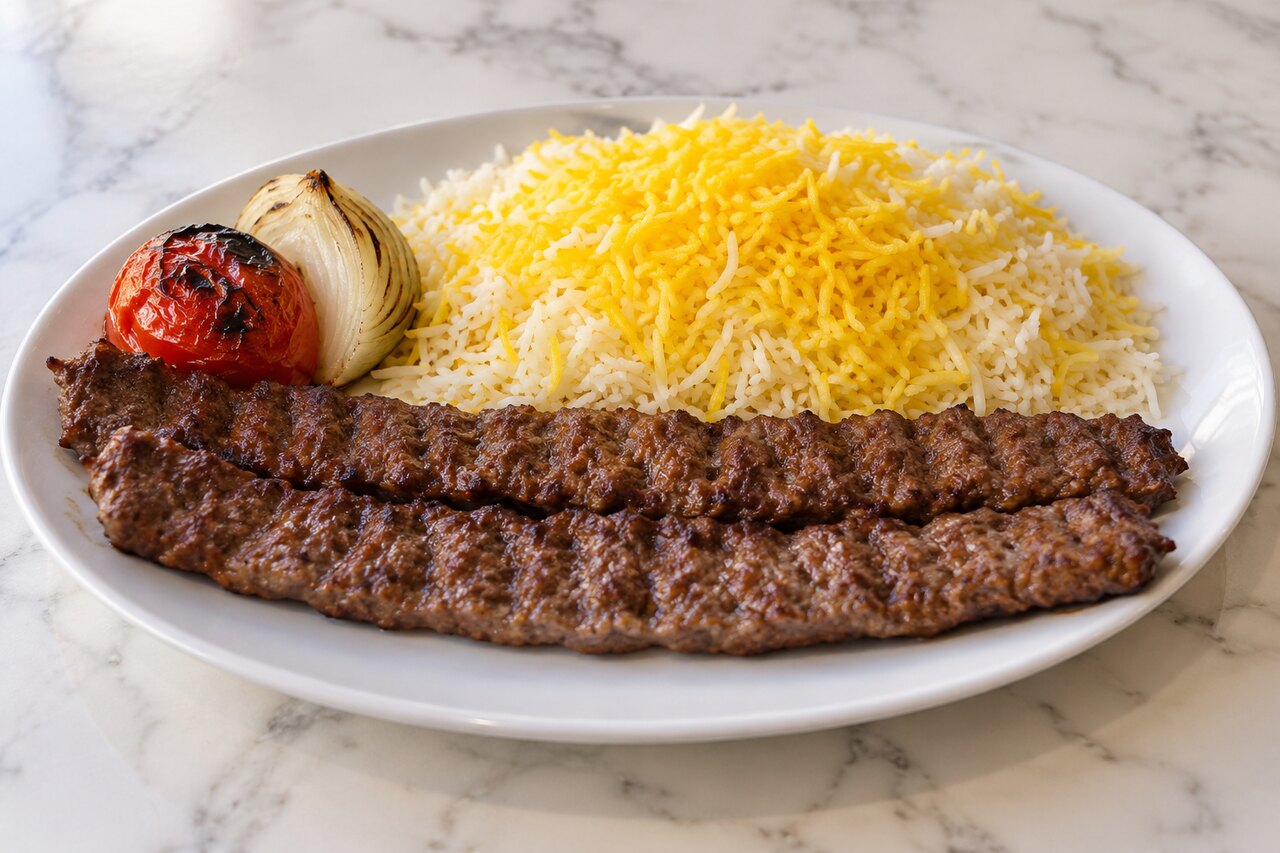 Kobideh Kebab with Saffron Rice
