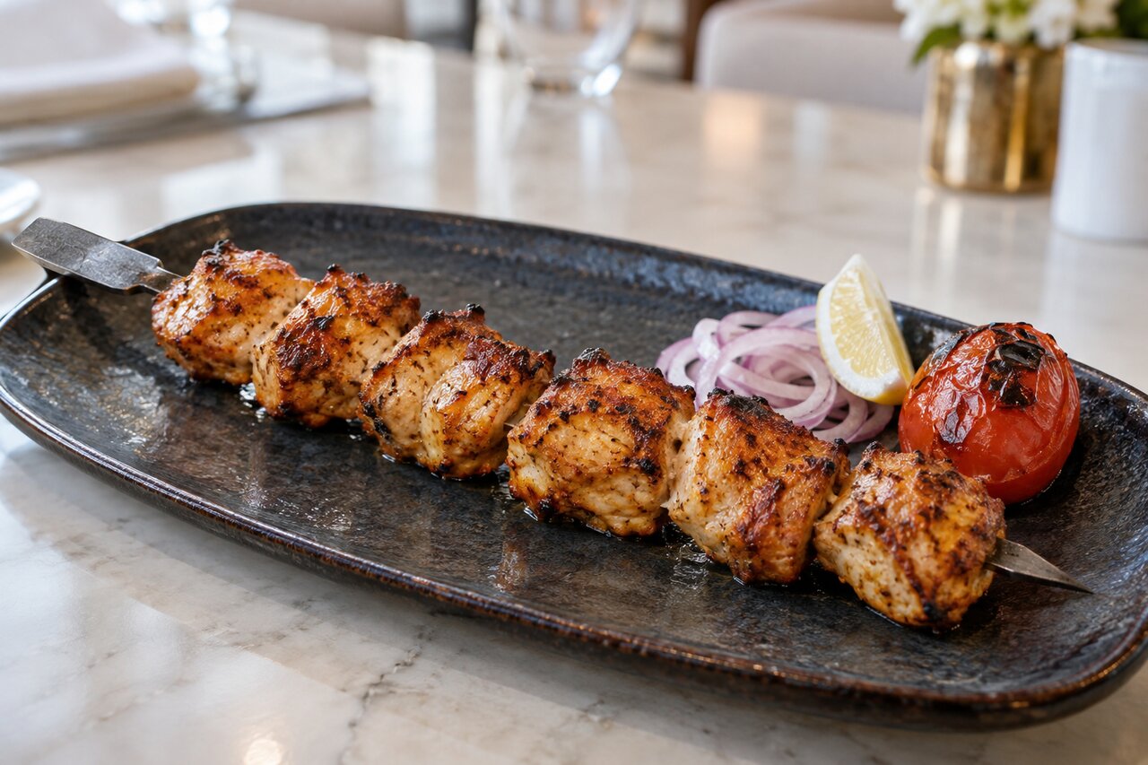 Chicken boti kabab skewer
