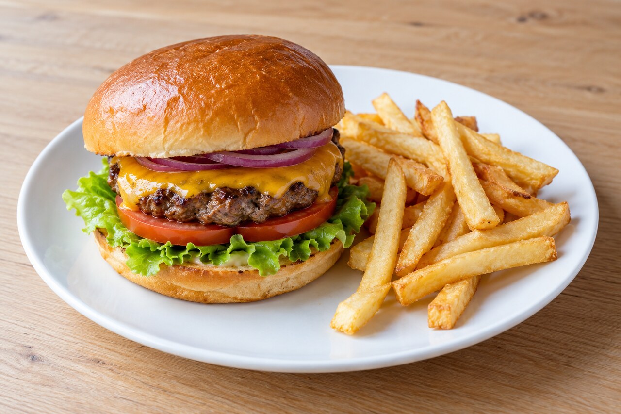 Beef Burger with Fries