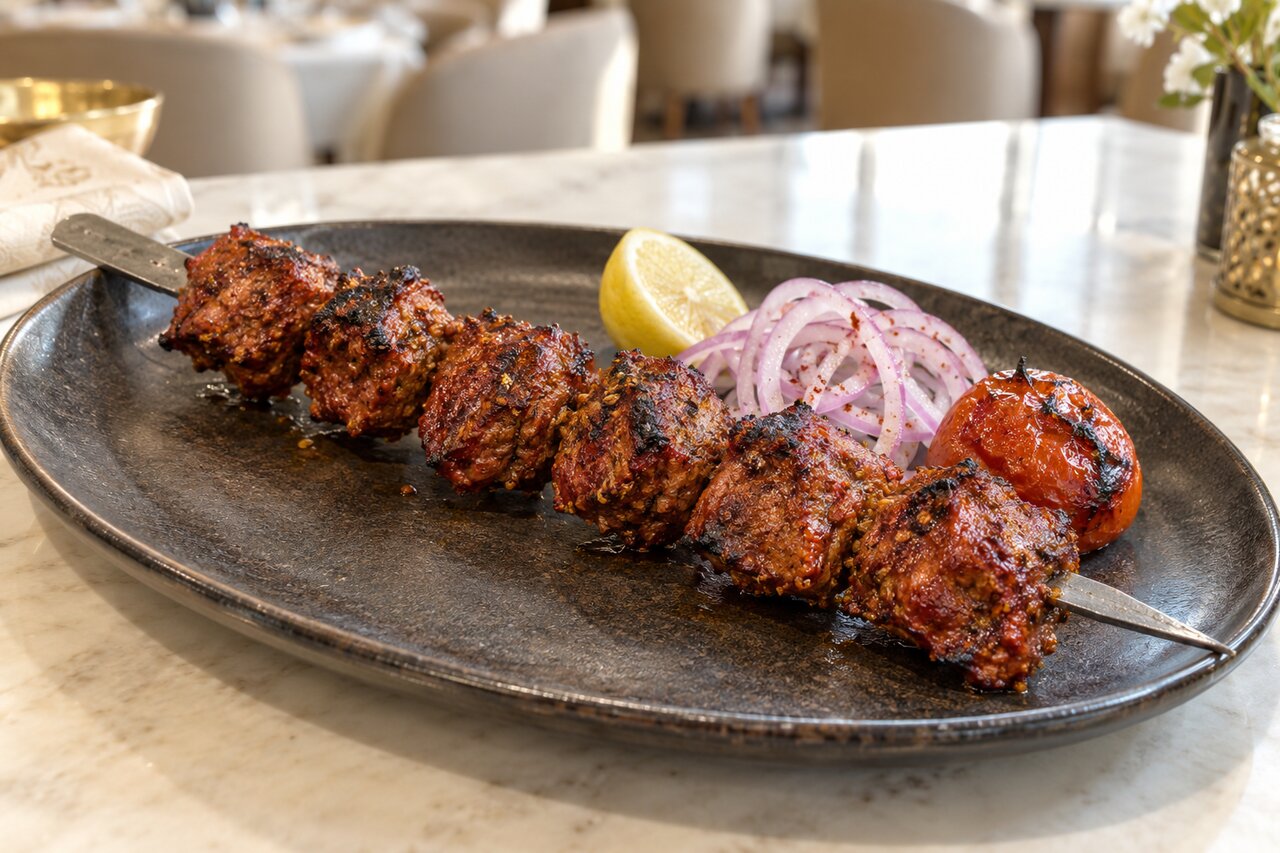 Achari boti kabab skewer
