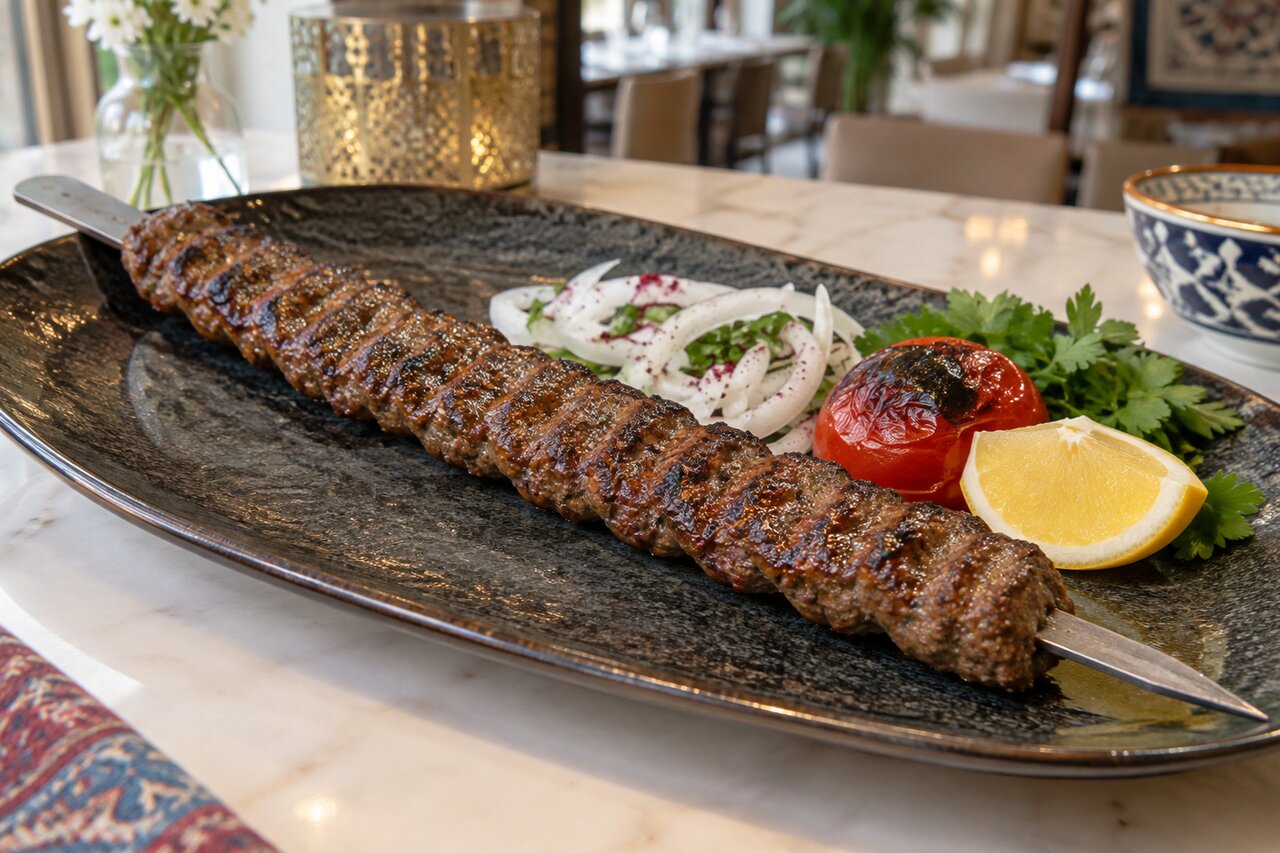 Beef shami kabab skewer