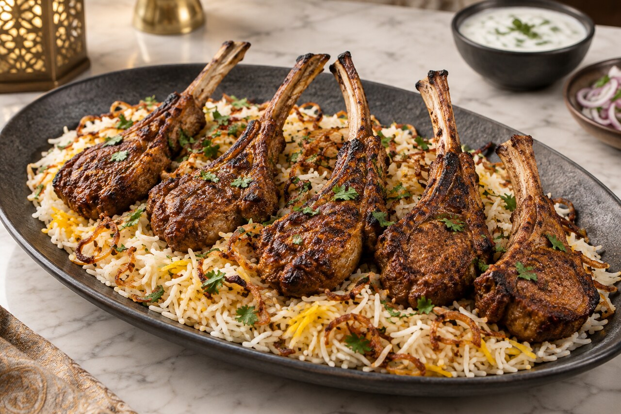 Mughlai chops with rice